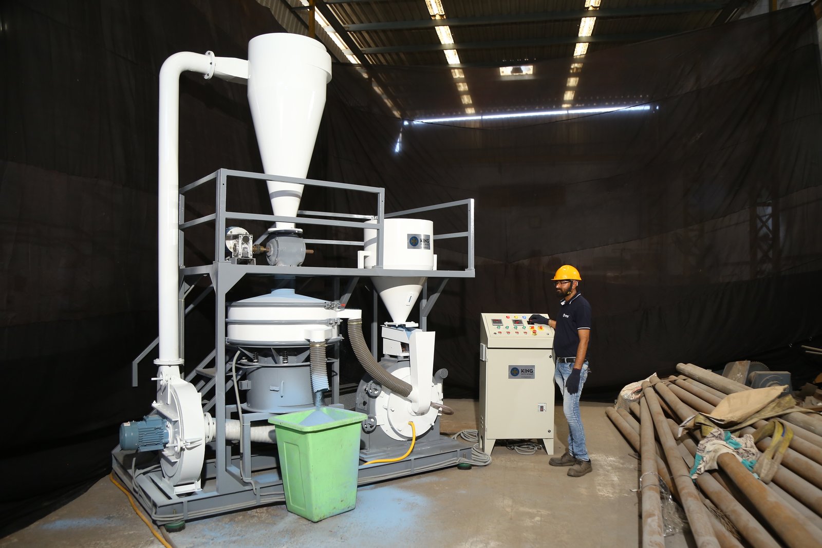 Engineer operating King Roto Pulverizer